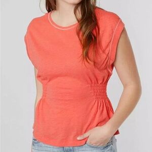 We the Free Womens Shirt Medium Pink Cinched Sleeveless Heathered Fit Flare